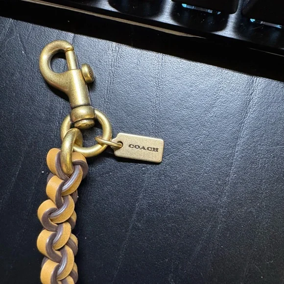 Coach Braided Leather Heritage Bead Bag Charm Keychain - Picture 2 of 4